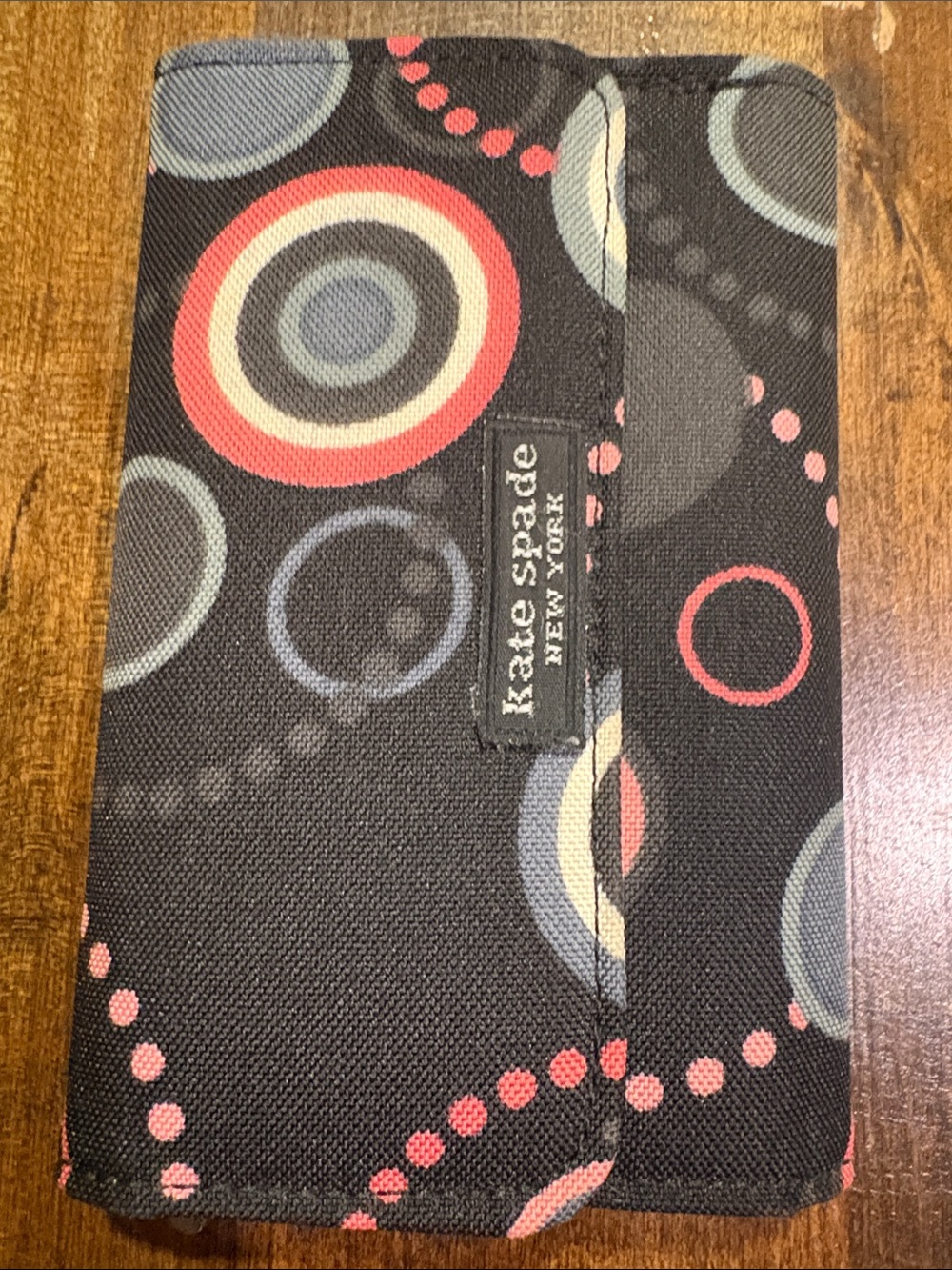 kate spade Black Multi Circle Print Wristlet Clutch